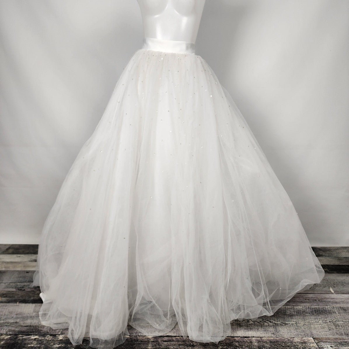 White Beaded Tulle Skirt Size XS