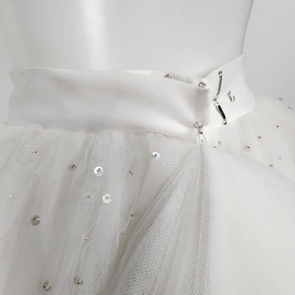 White Beaded Tulle Skirt Size XS