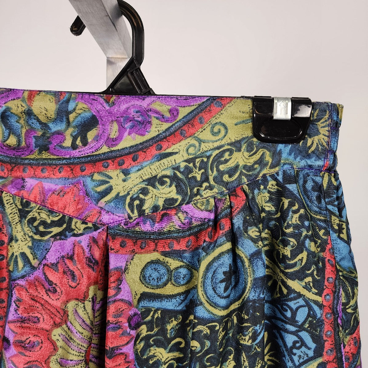 Vintage Impulse Blue & Purple Floral Silk Skirt Size S