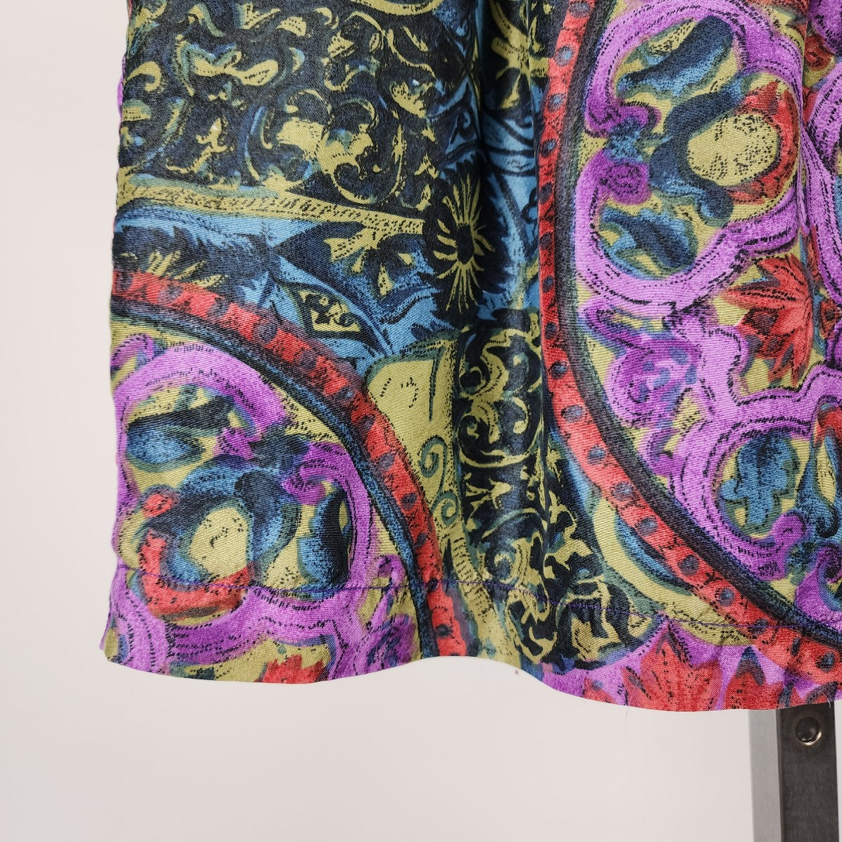 Vintage Impulse Blue & Purple Floral Silk Skirt Size S