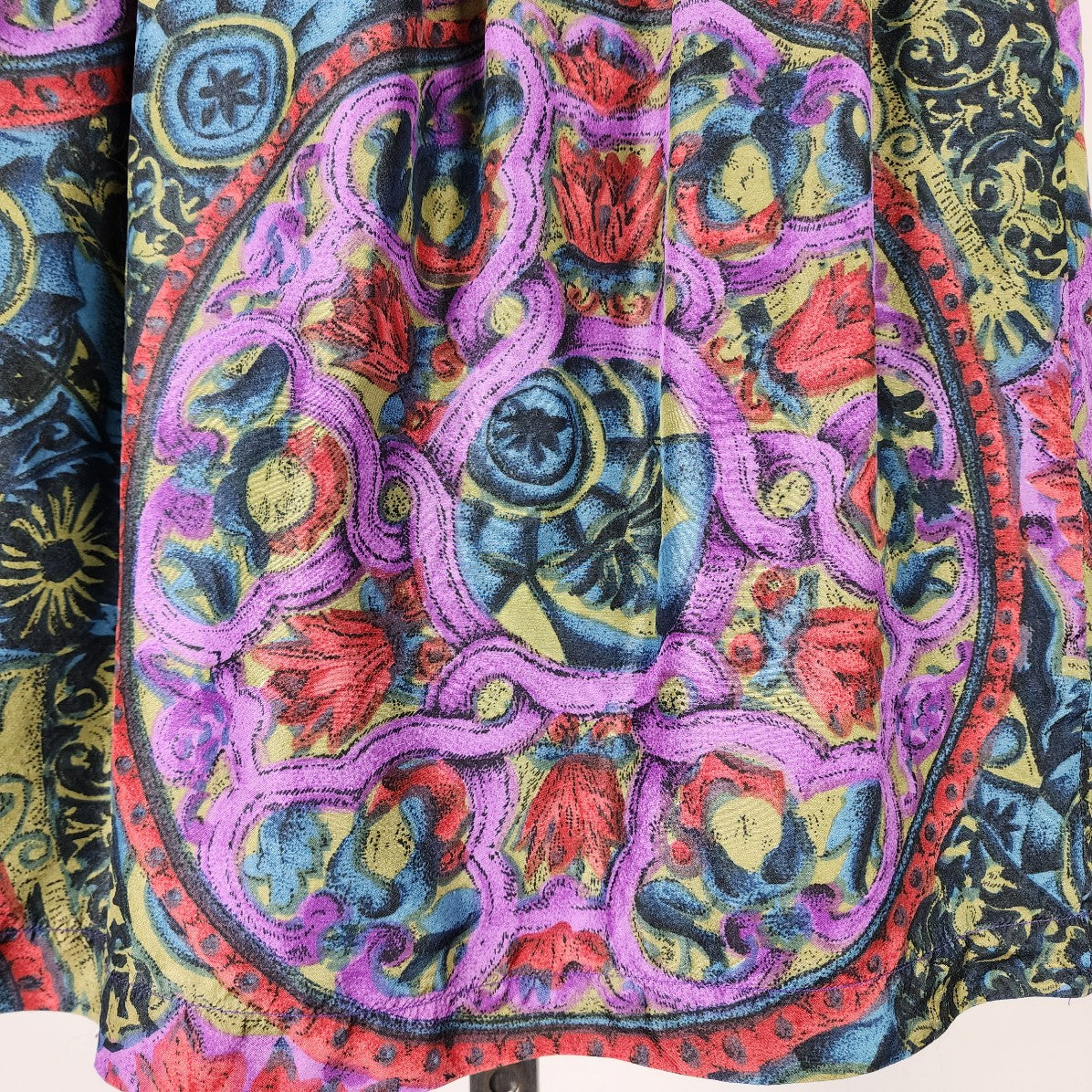 Vintage Impulse Blue & Purple Floral Silk Skirt Size S