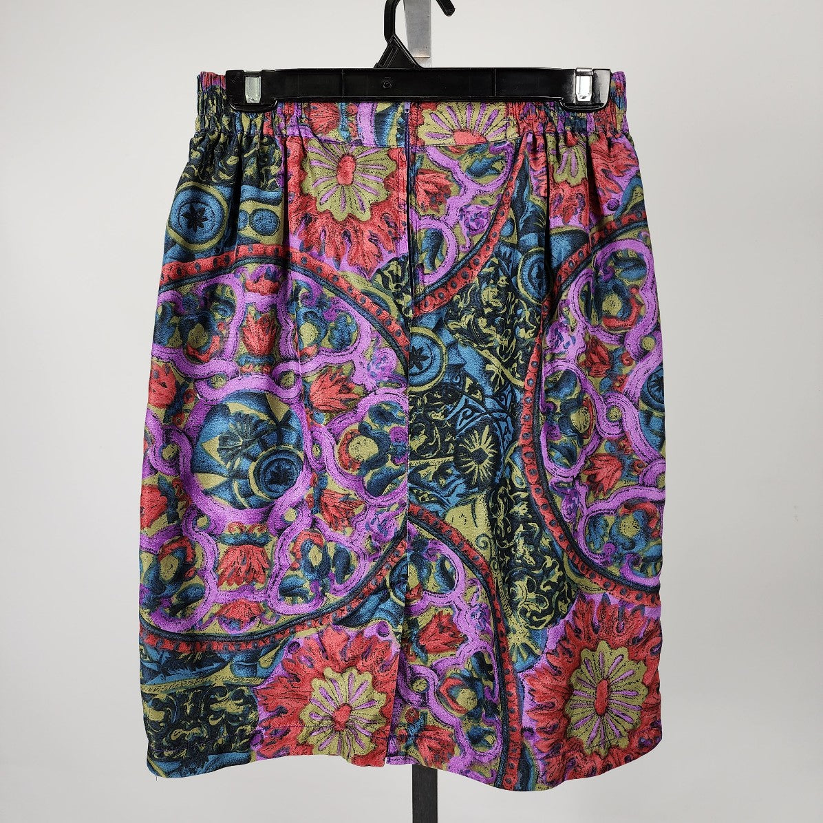Vintage Impulse Blue & Purple Floral Silk Skirt Size S