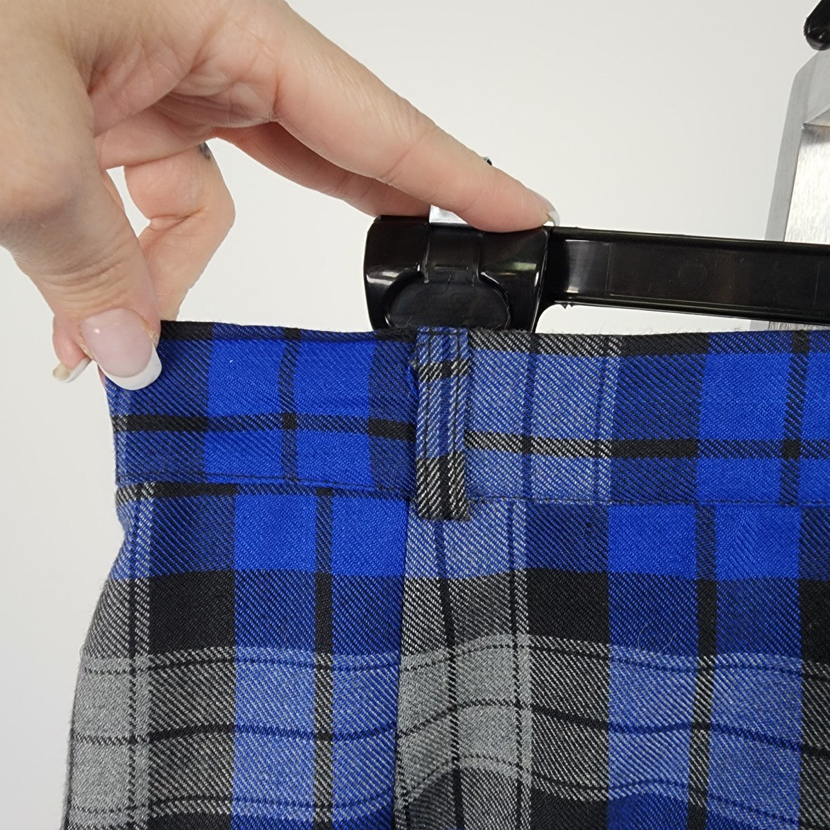 Vintage Blue Wool Plaid Pencil Skirt Size S