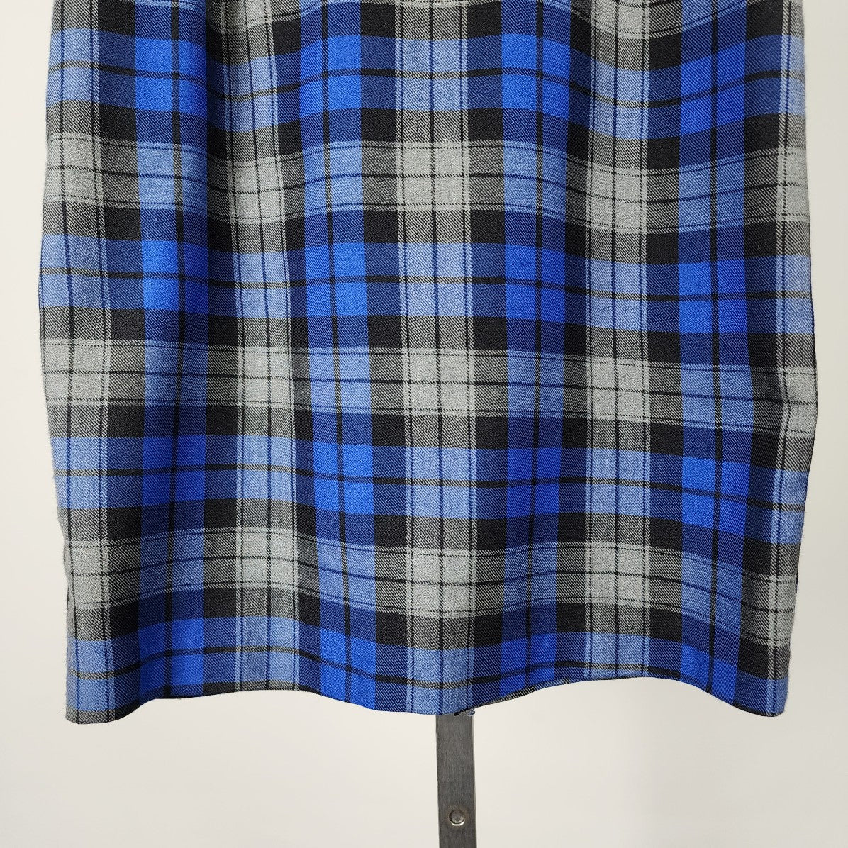 Vintage Blue Wool Plaid Pencil Skirt Size S