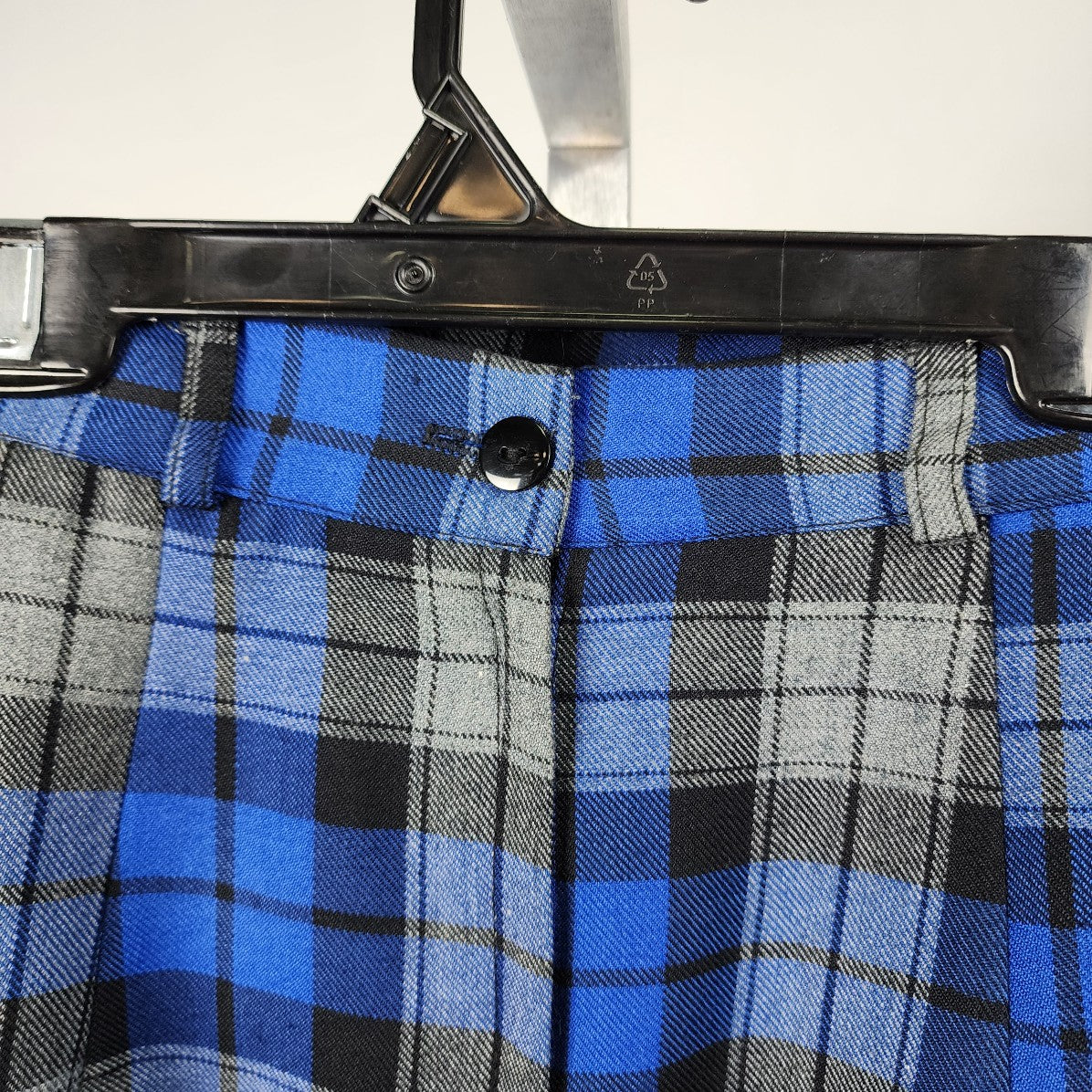 Vintage Blue Wool Plaid Pencil Skirt Size S