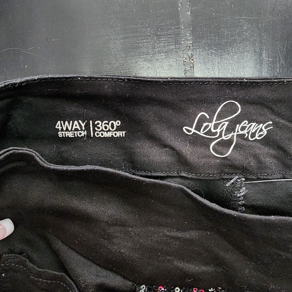 Lola Jeans Black Sequined Stretchy Jeans Size 8