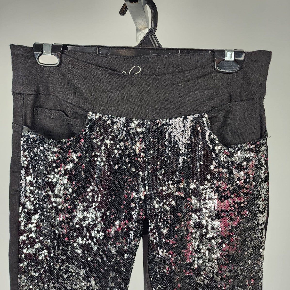 Lola Jeans Black Sequined Stretchy Jeans Size 8