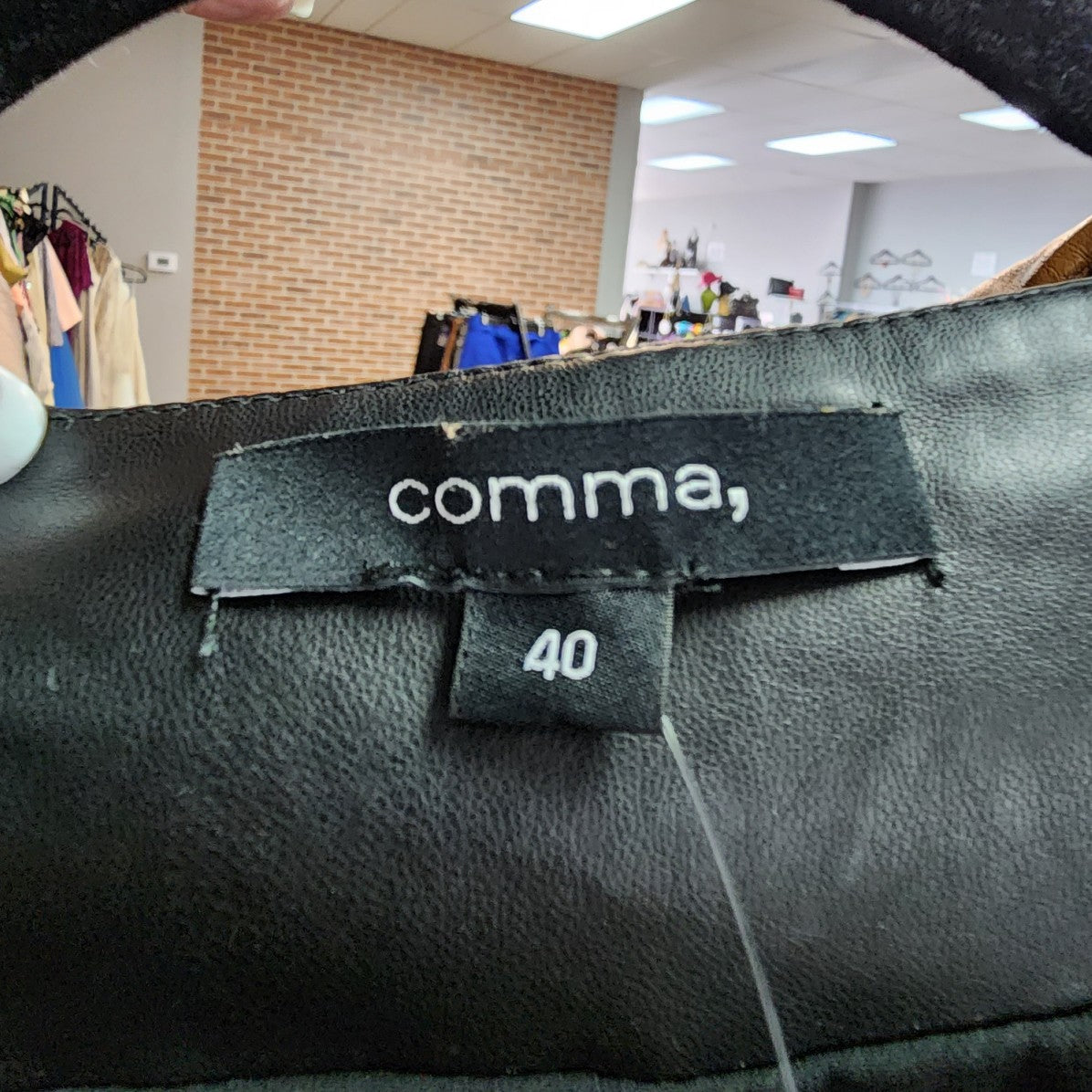 Comma Black Vegan Leather Cropped Jacket Size M