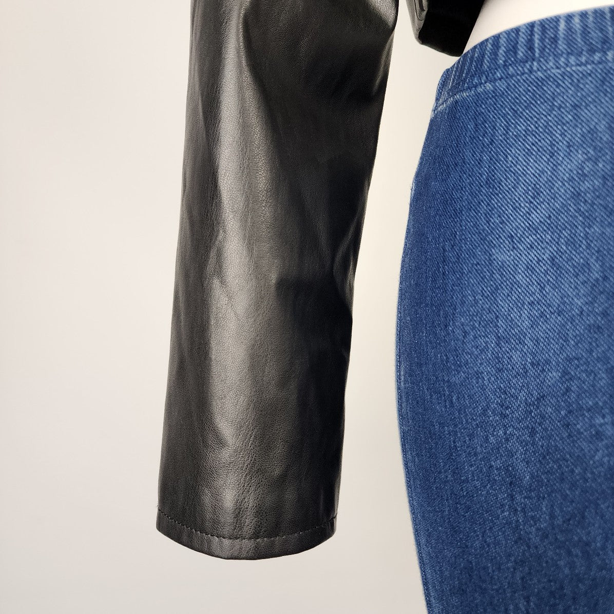 Comma Black Vegan Leather Cropped Jacket Size M