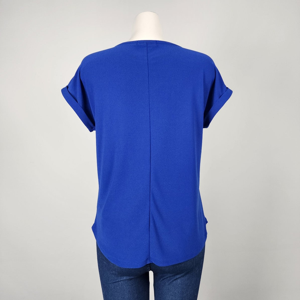 89th + Madison Blue Metallic Short Sleeve Top Size L