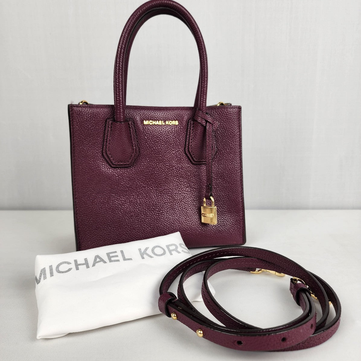 Michael Kors Mercer Mini Tote Purple Leather Purse