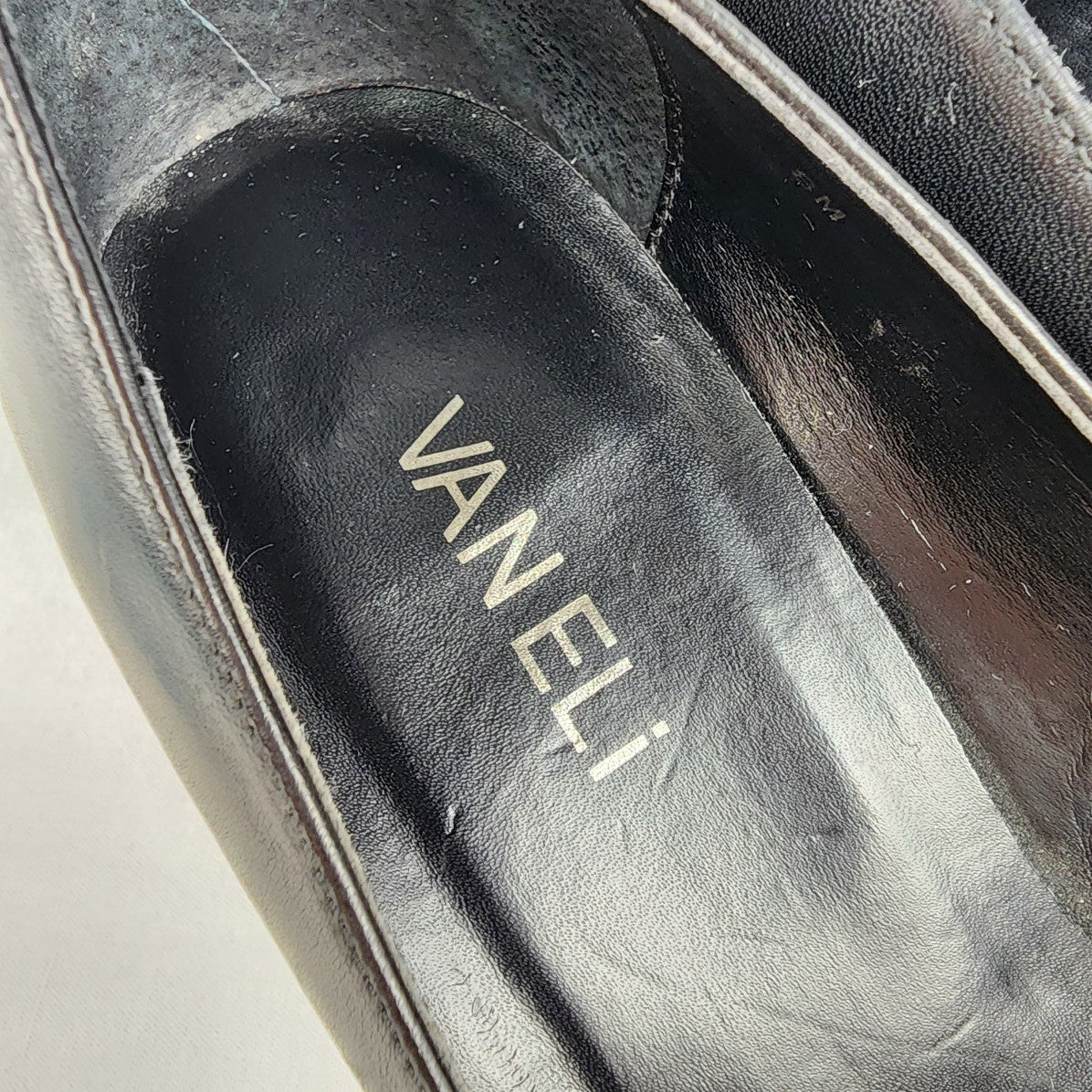 Vaneli Black Leather Heels Size 7.5