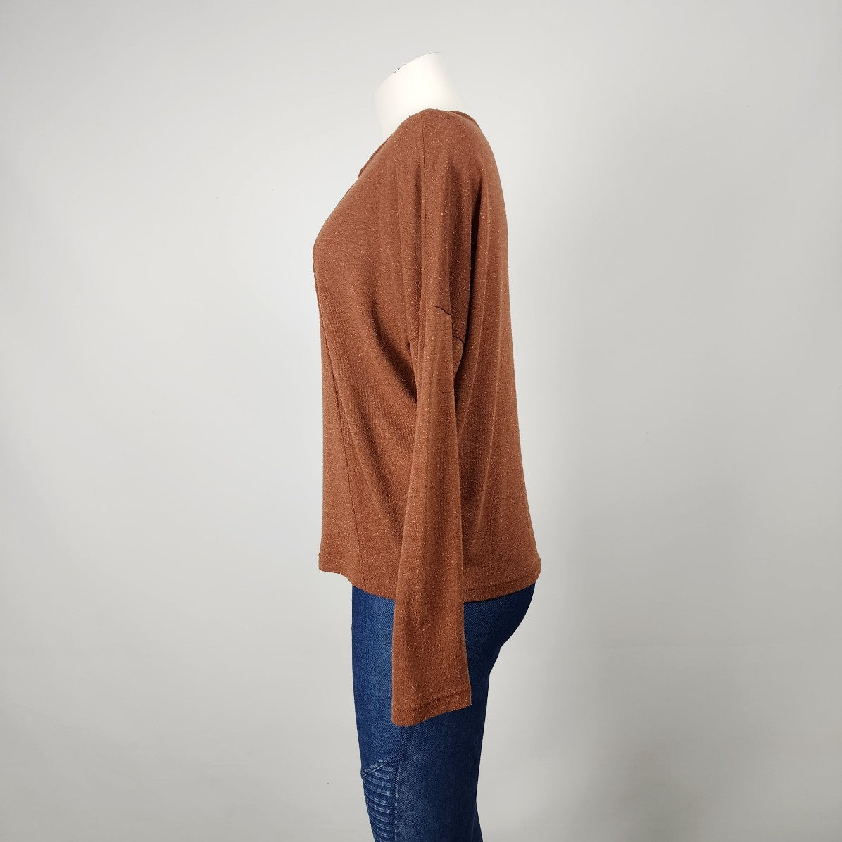 Eve Gravel Brown Long Sleeve Top Size M