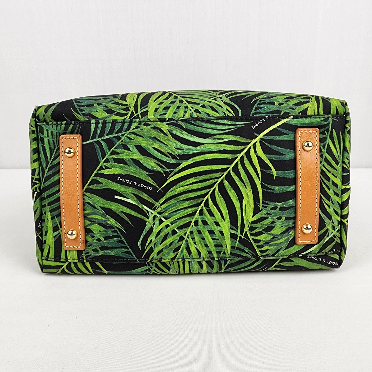 Dooney & Bourke Leather Trimmed Green Tropical Print Shoulder Purse
