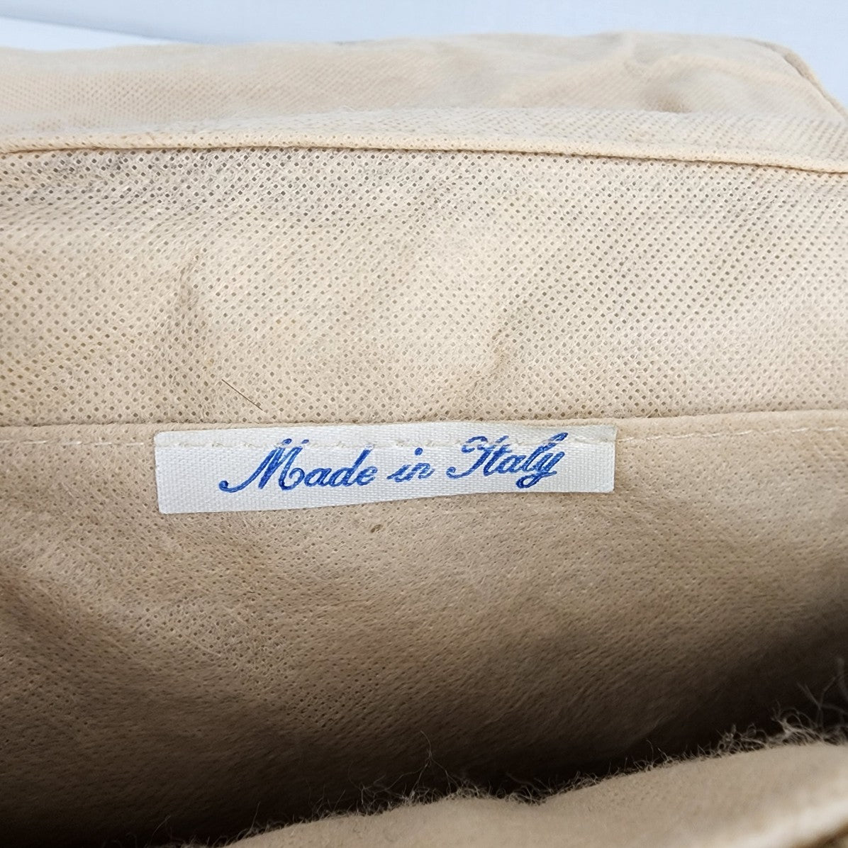 Vintage Alma Beige Woven Top Handle Clutch Purse