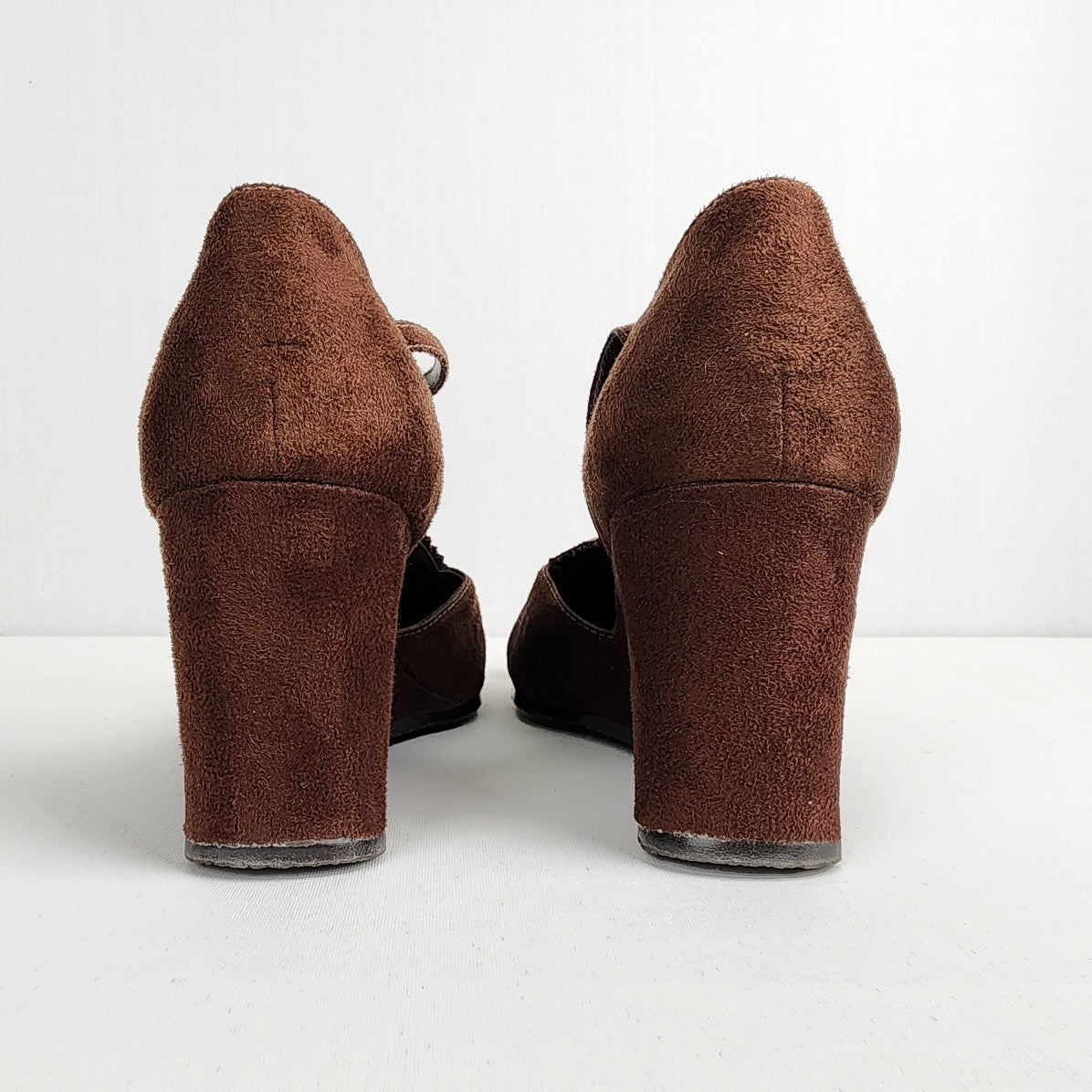 Jessica Chocolate Brown Flower Ankle Strap Wedge Shoes Size 7.5