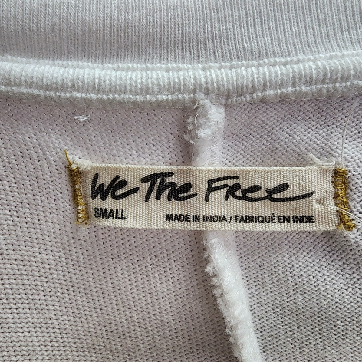 We the Free White & Yellow Cotton Long Sleeve Top Size S/M
