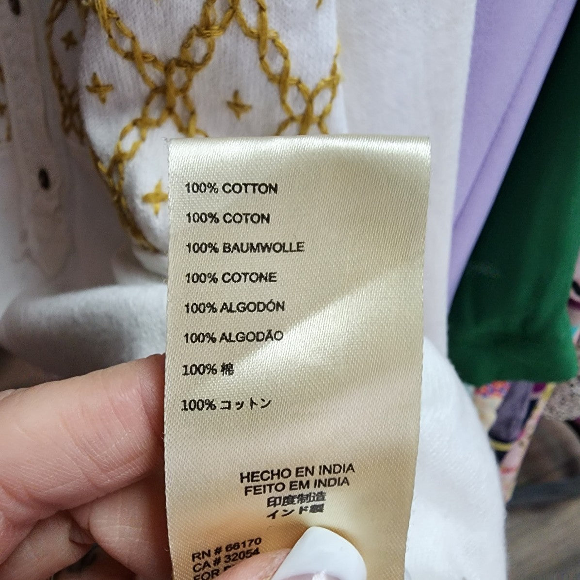 We the Free White & Yellow Cotton Long Sleeve Top Size S/M