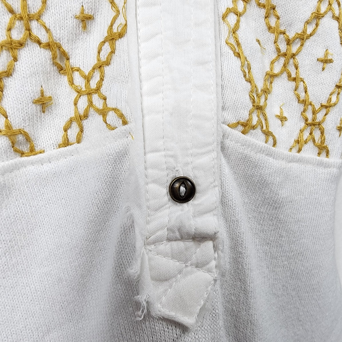 We the Free White & Yellow Cotton Long Sleeve Top Size S/M