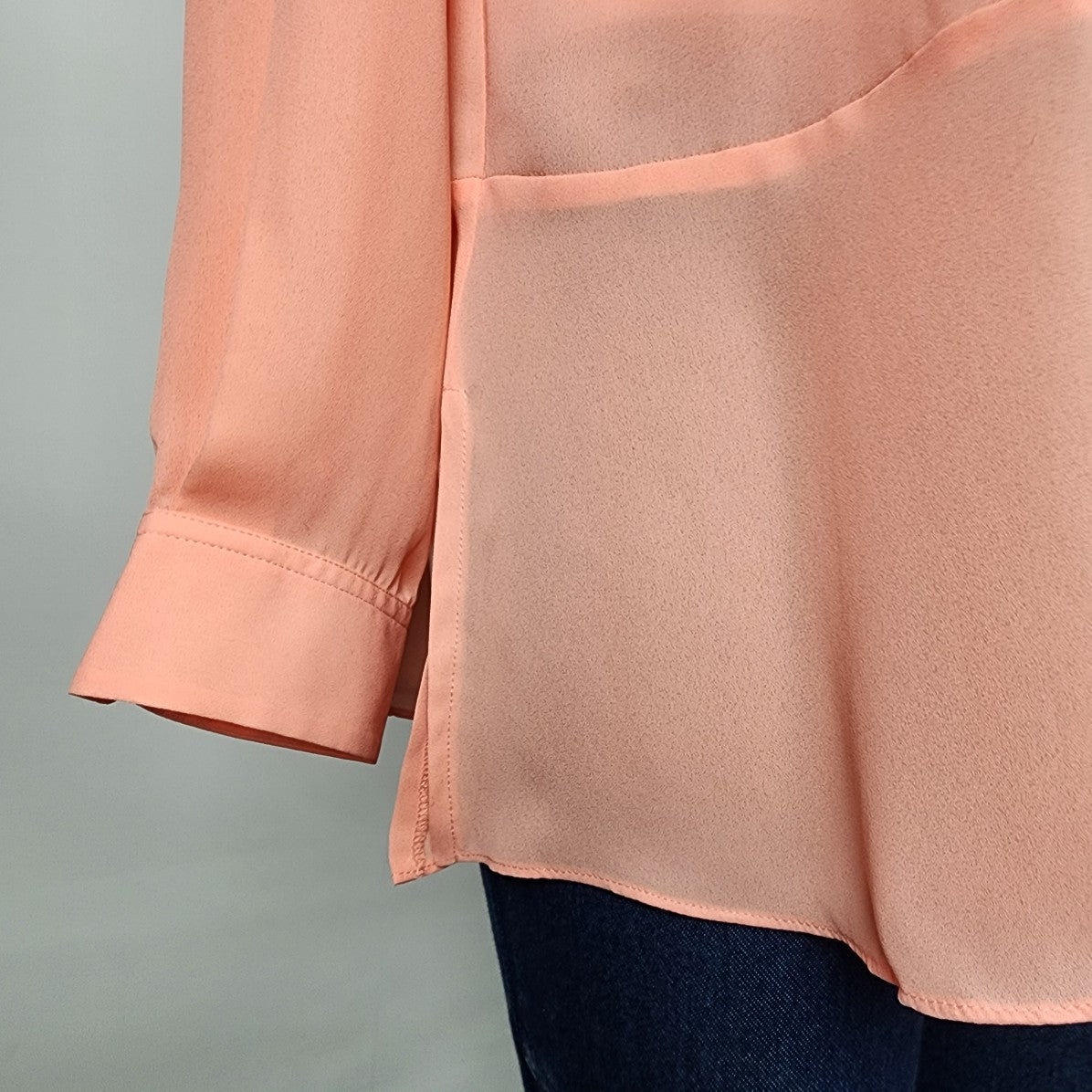 Joan Rivers Coral Long Sleeve Blouse Top Size S/M
