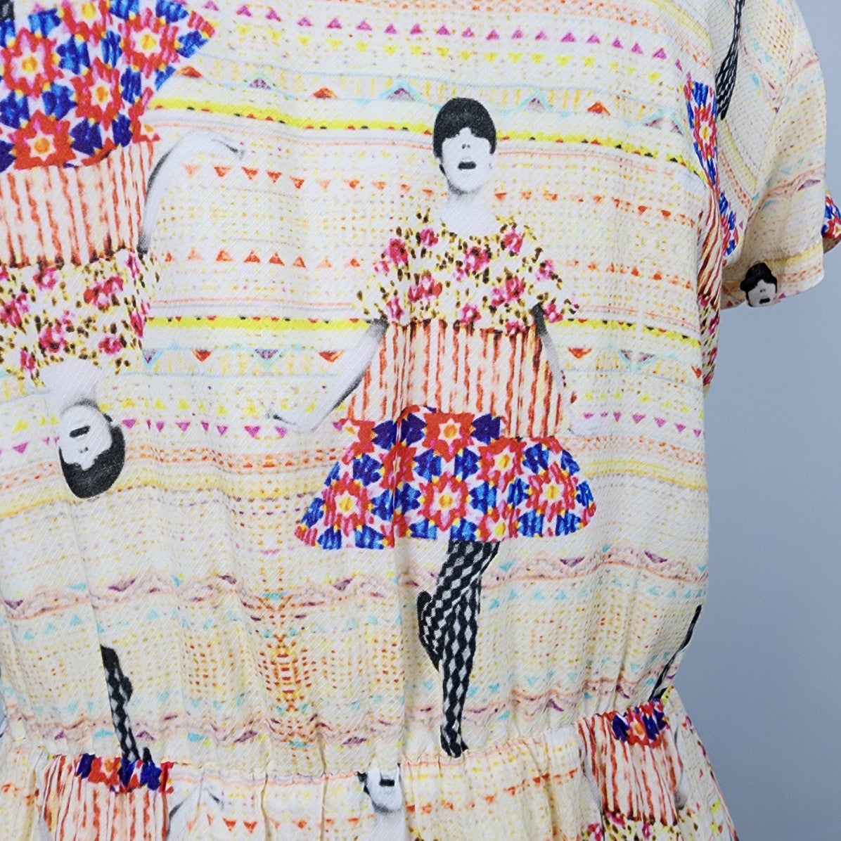 Paul & Joe Sister Yellow Vintage Print Mini Dress Size M