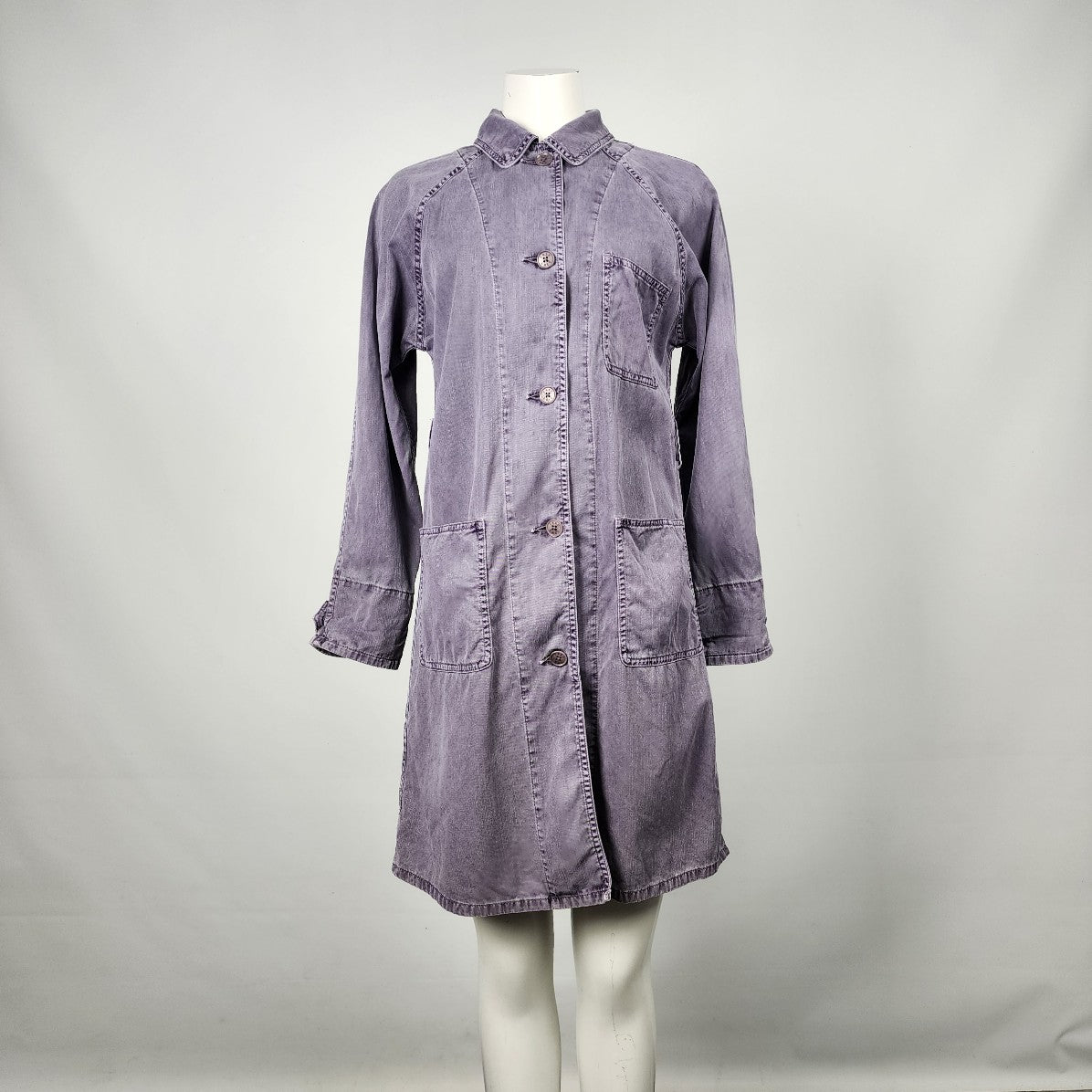 Wilfred Free Grey Cotton Long Sleeve Button Down Dress Size XS/S