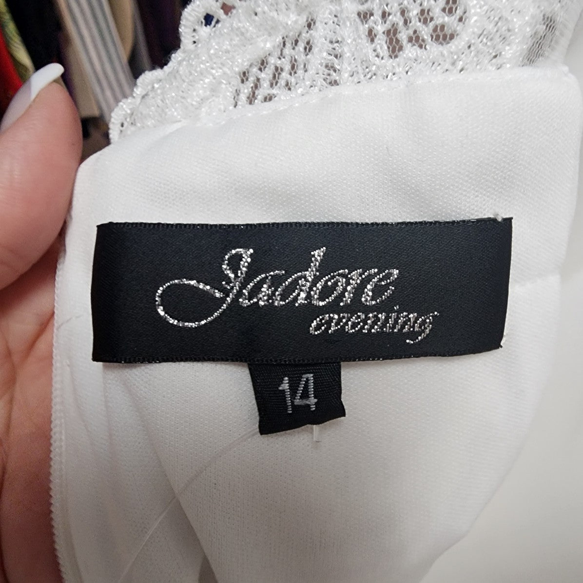 Jadore Evening White Flower Lace Beaded Wedding Gown Size S/M