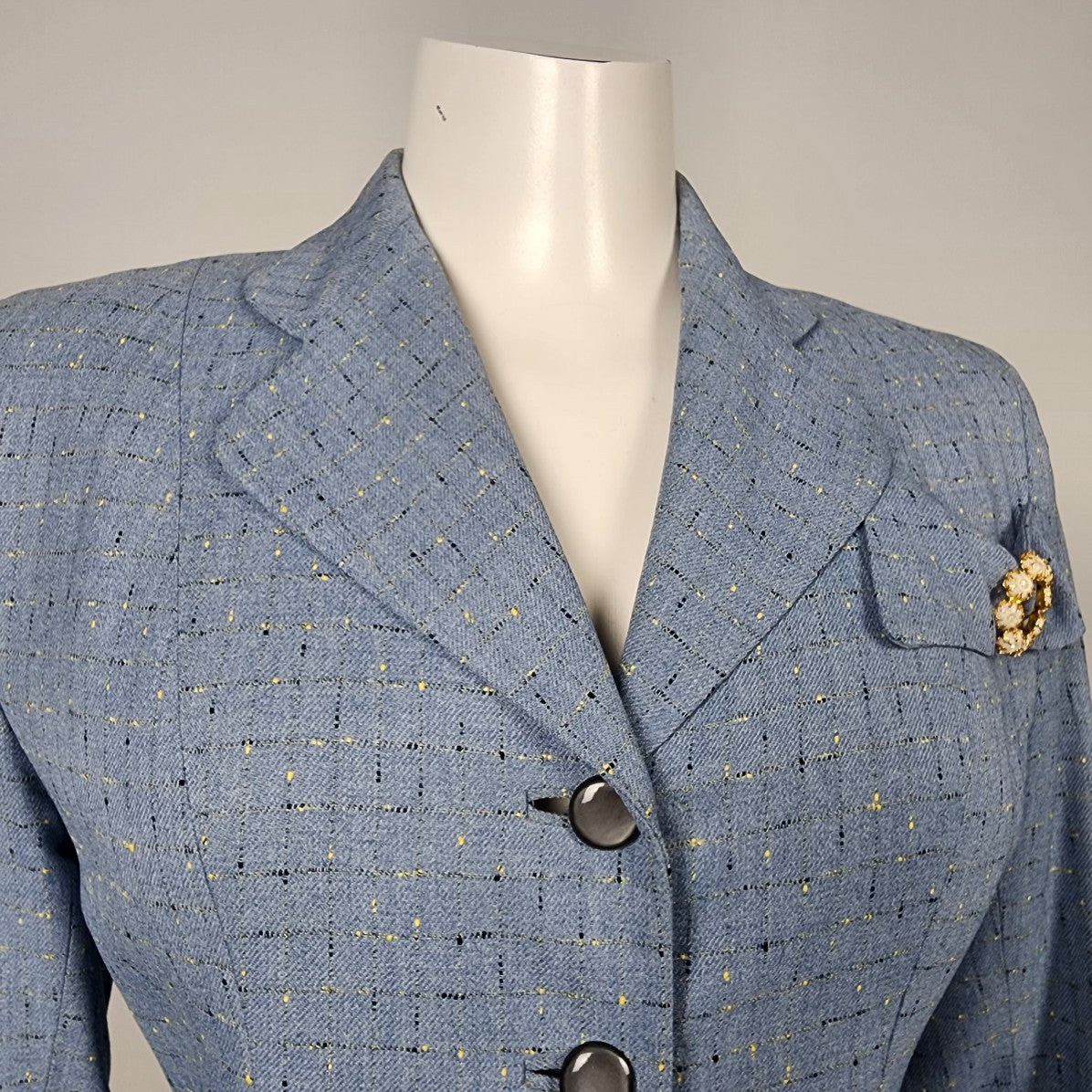 Vintage Irving Posluns Blue Button Up Blazer Jacket Size S