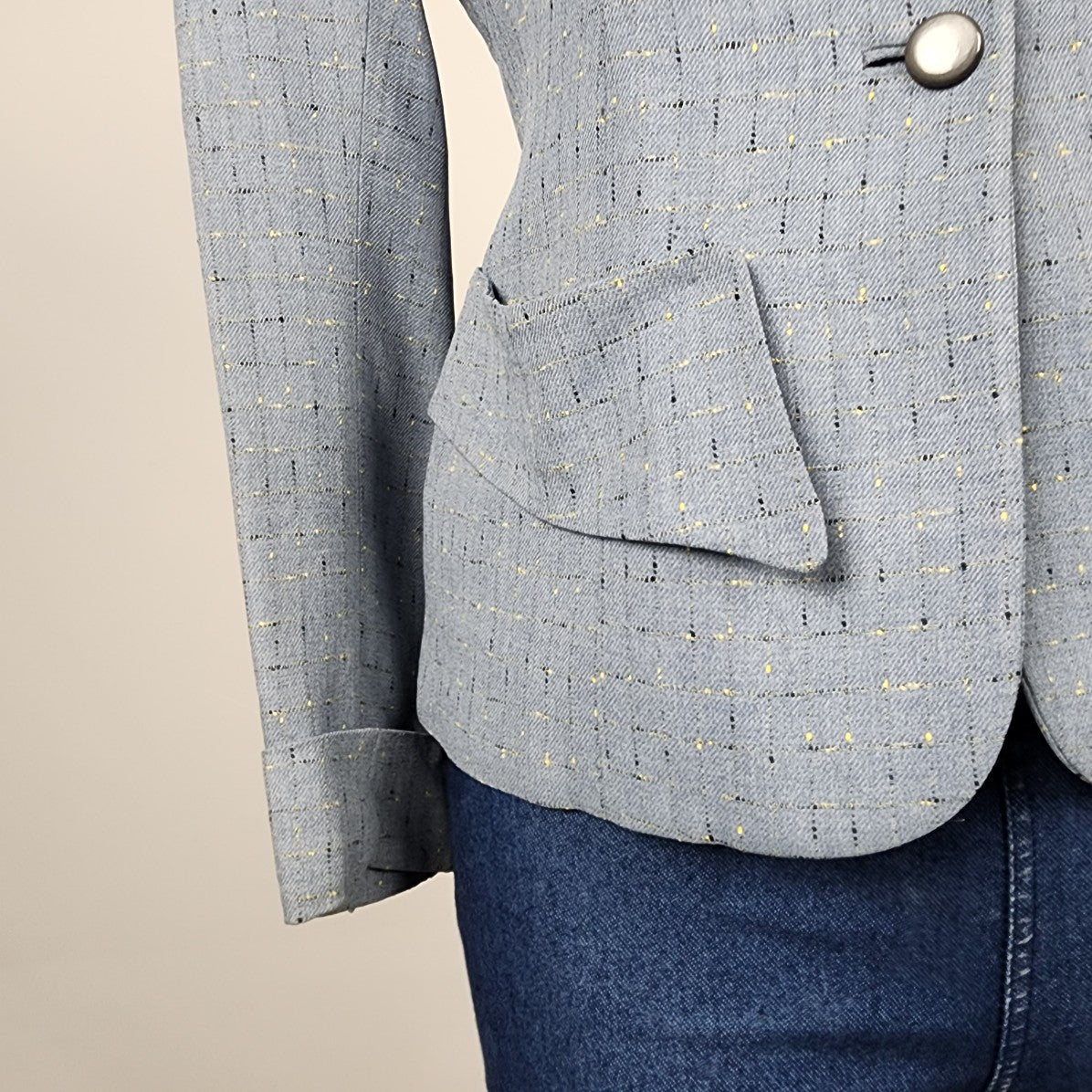 Vintage Irving Posluns Blue Button Up Blazer Jacket Size S