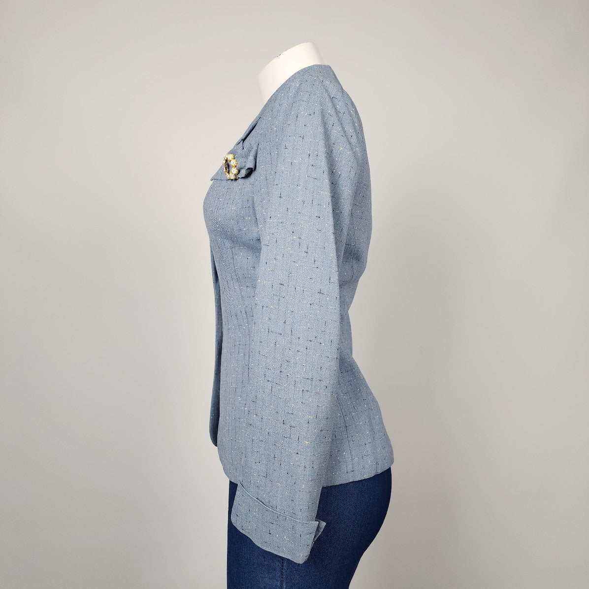 Vintage Irving Posluns Blue Button Up Blazer Jacket Size S