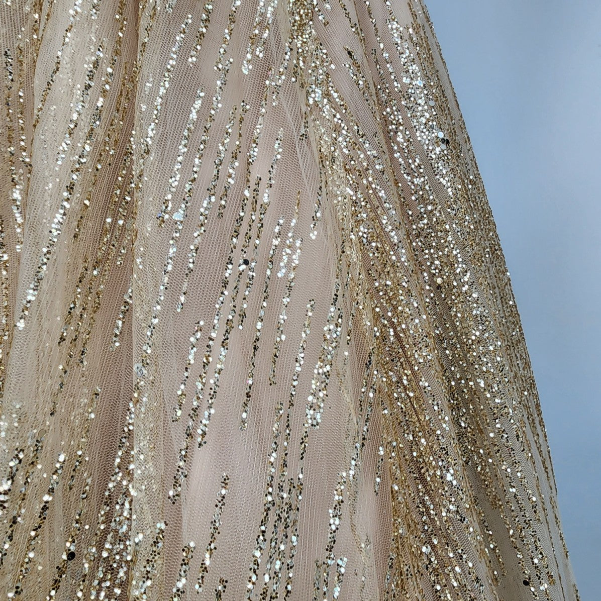 Mori Lee Gold Crystal Glitter Prom Grad Gown Size XS
