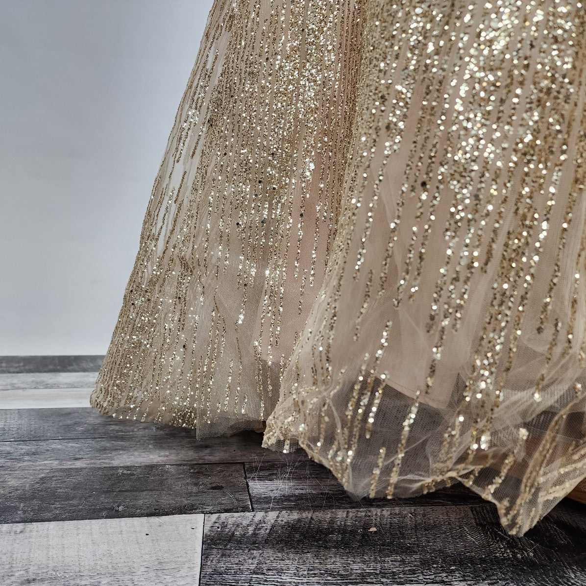 Mori Lee Gold Crystal Glitter Prom Grad Gown Size XS