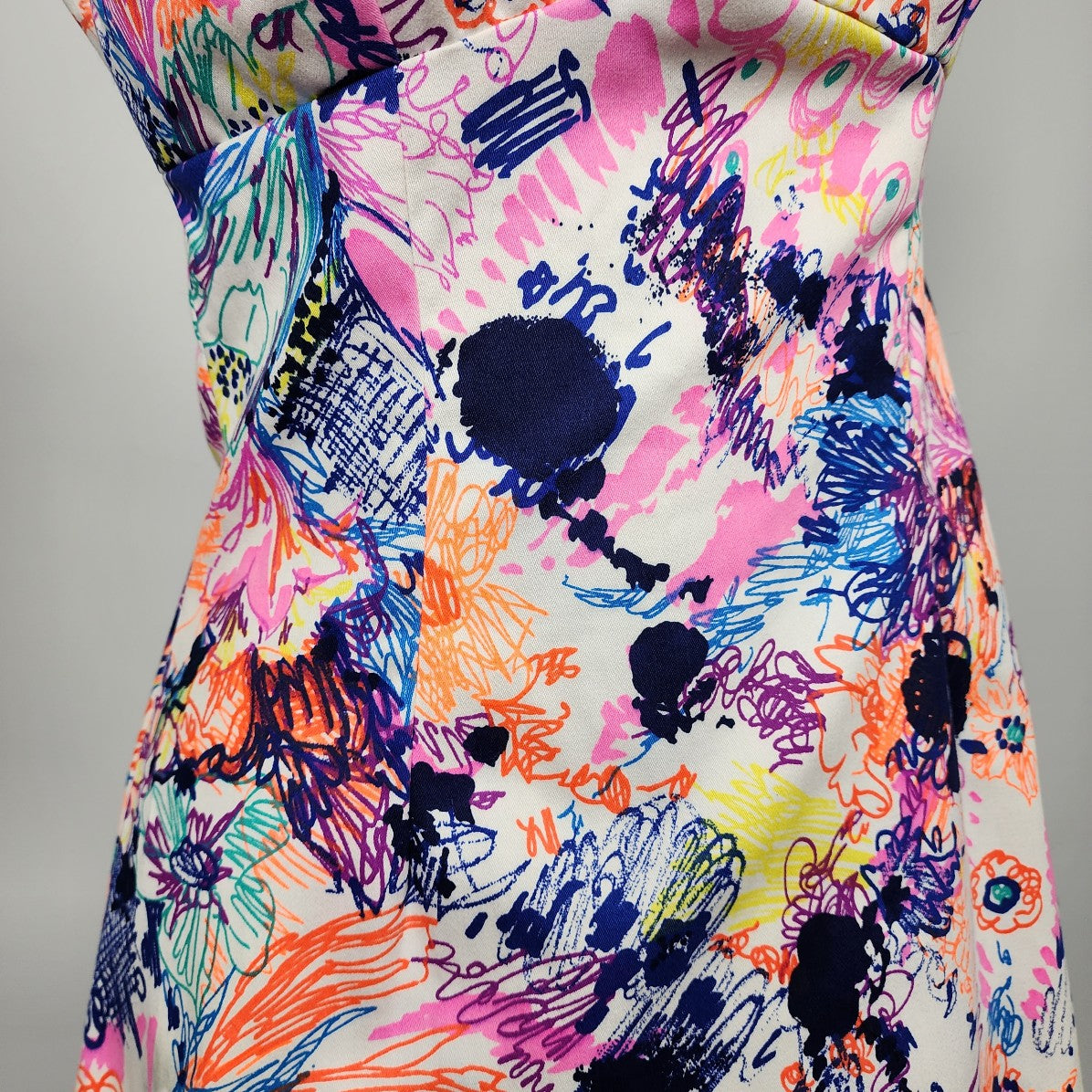 Vintage Colorful Printed Floral Cotton Sleeveless Dress Size S