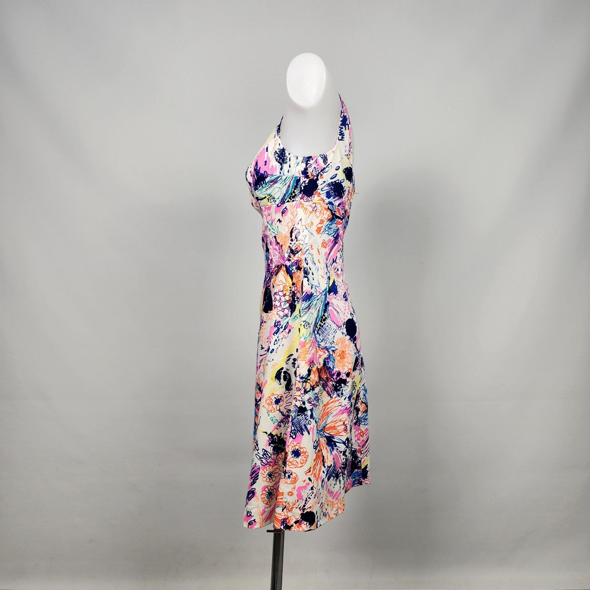 Vintage Colorful Printed Floral Cotton Sleeveless Dress Size S