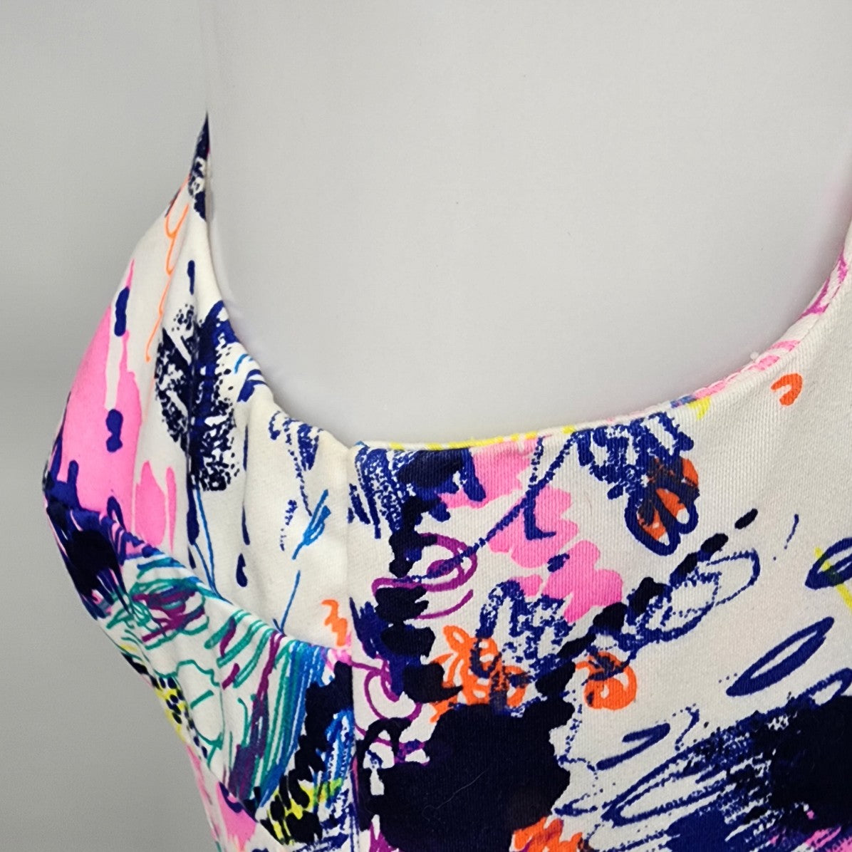 Vintage Colorful Printed Floral Cotton Sleeveless Dress Size S