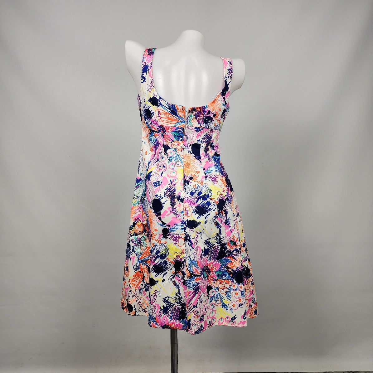 Vintage Colorful Printed Floral Cotton Sleeveless Dress Size S