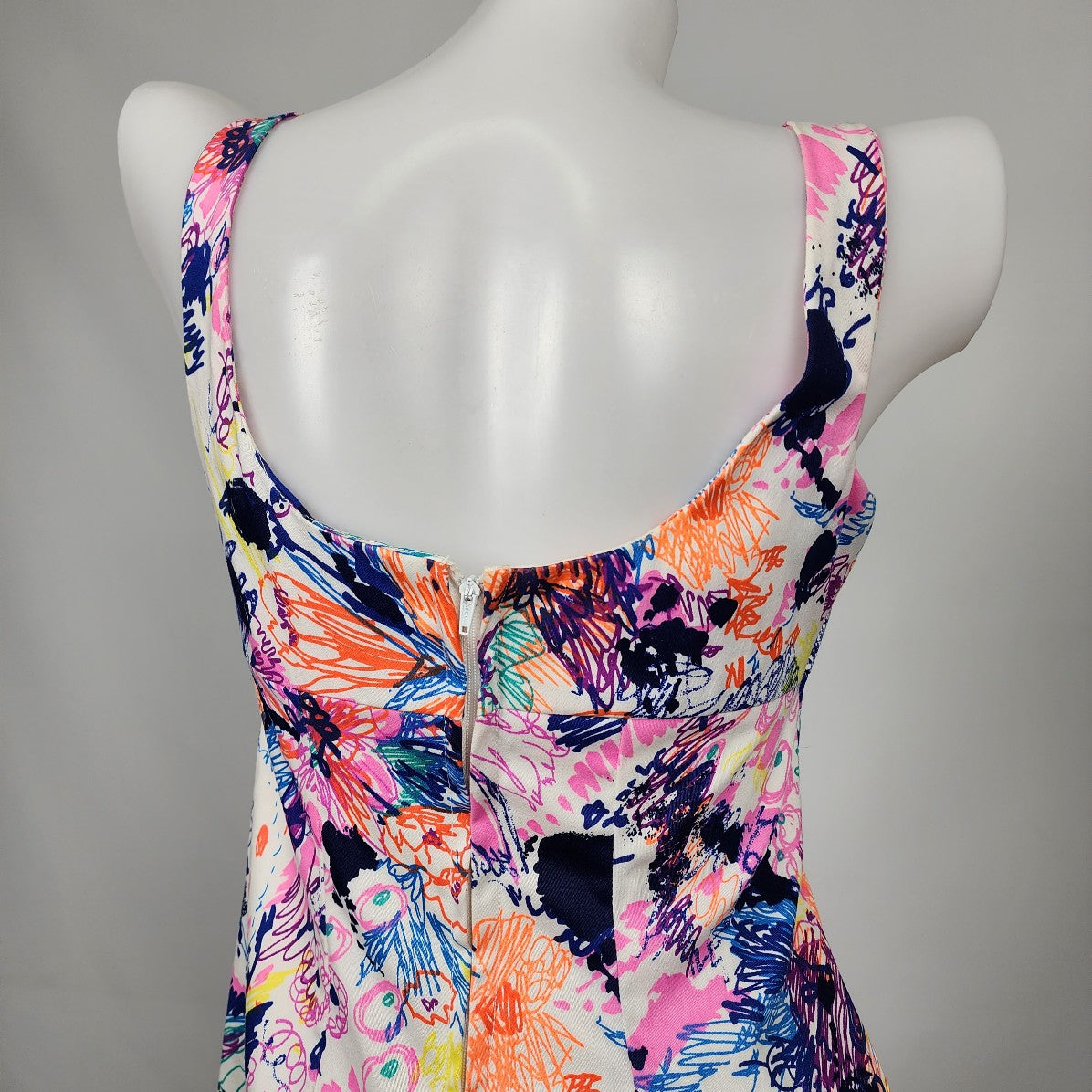 Vintage Colorful Printed Floral Cotton Sleeveless Dress Size S