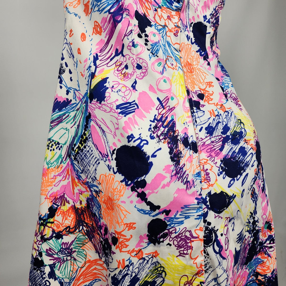 Vintage Colorful Printed Floral Cotton Sleeveless Dress Size S