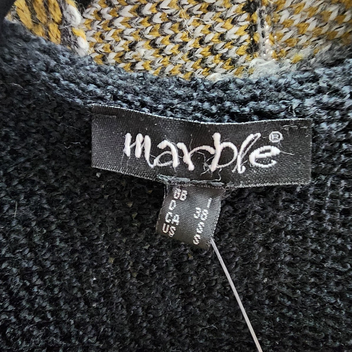Marble Black & White Eyelash Knitted Cardigan Size S