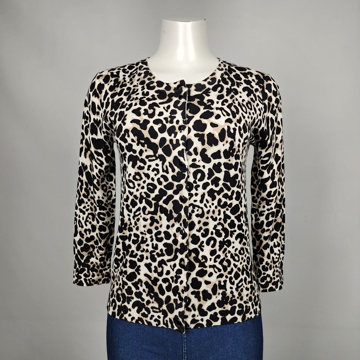 Cable & Gauge Brown & Black Animal Print Cardigan Size S