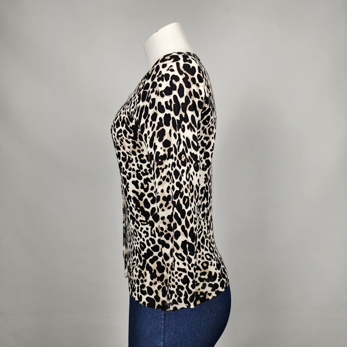 Cable & Gauge Brown & Black Animal Print Cardigan Size S