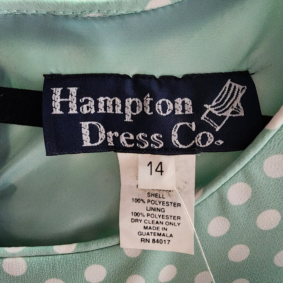 Hampton Dress Co. Mint Green Polka Dress Size 14