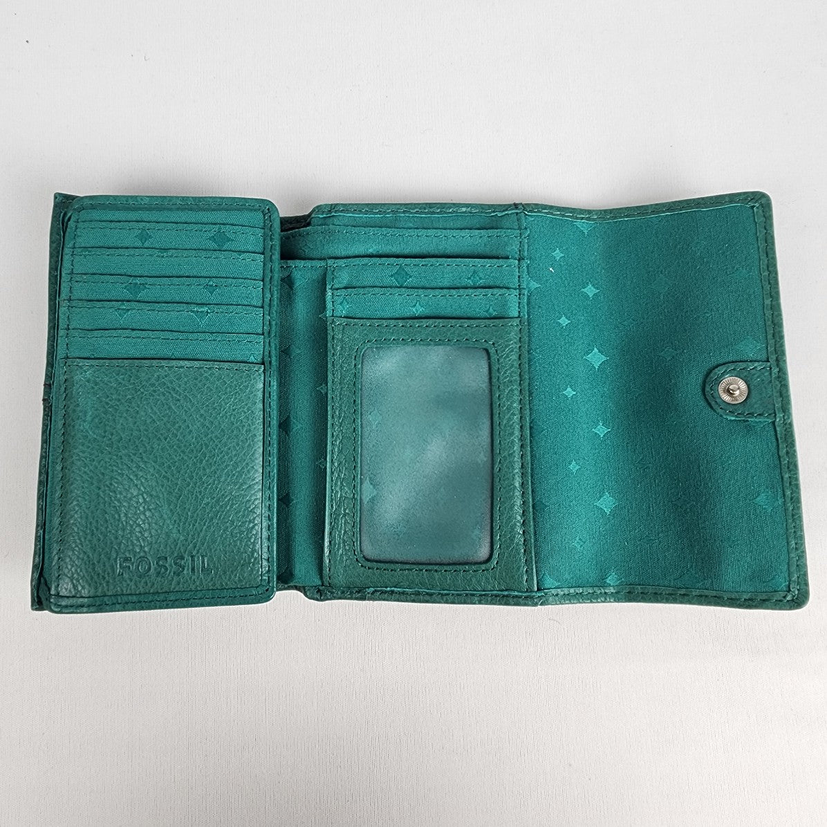 Fossil Green Leather Trifold Wallet
