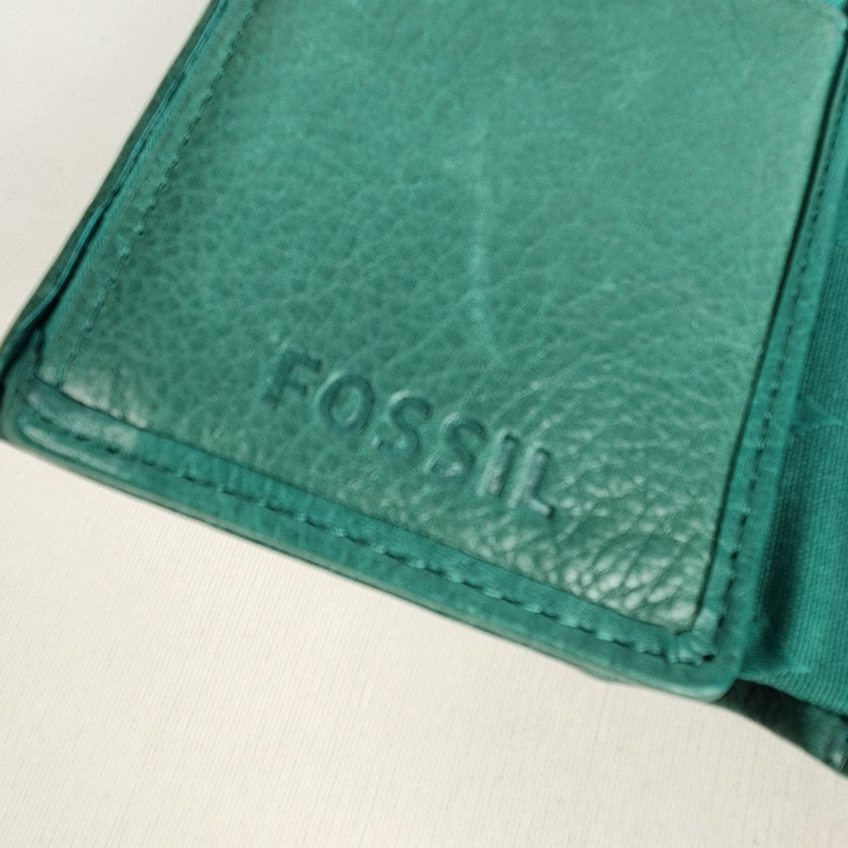 Fossil Green Leather Trifold Wallet