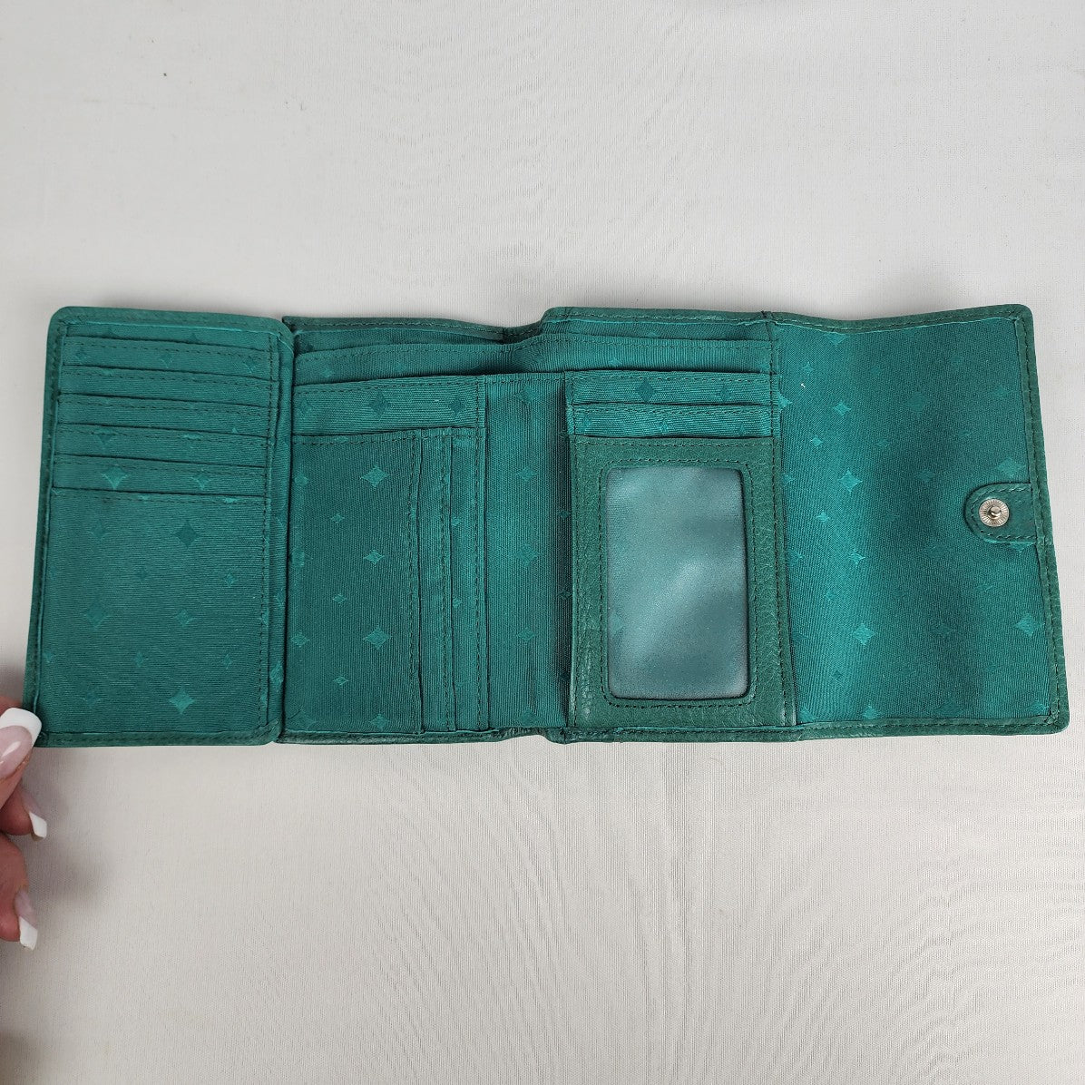 Fossil Green Leather Trifold Wallet