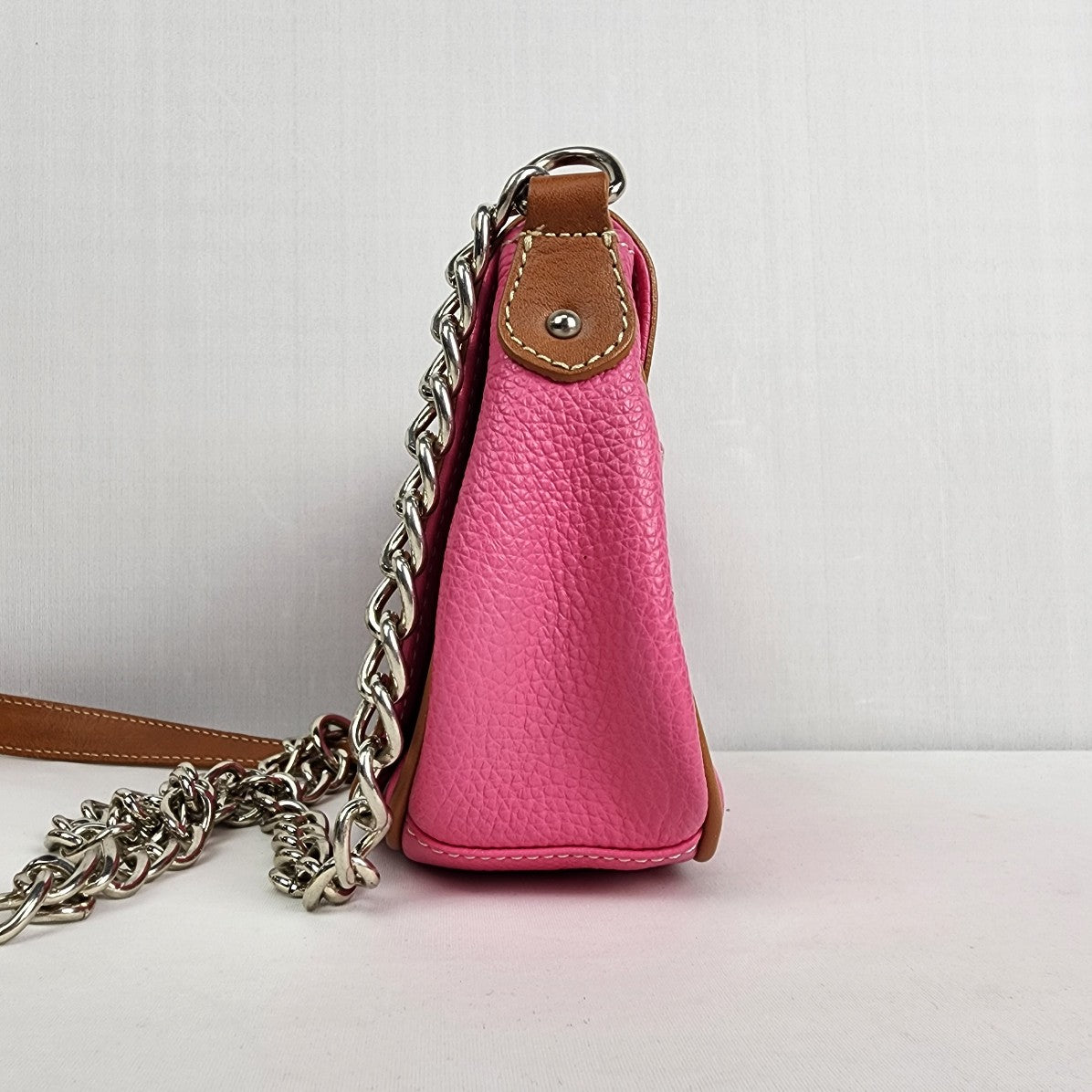 Valentina Pink & Brown Leather Crossbody Purse