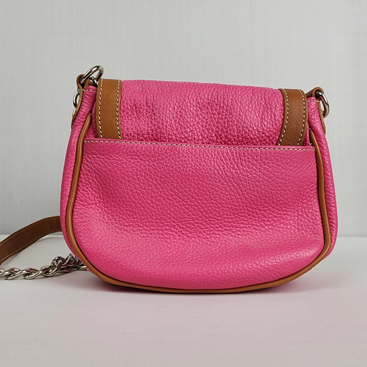 Valentina Pink & Brown Leather Crossbody Purse