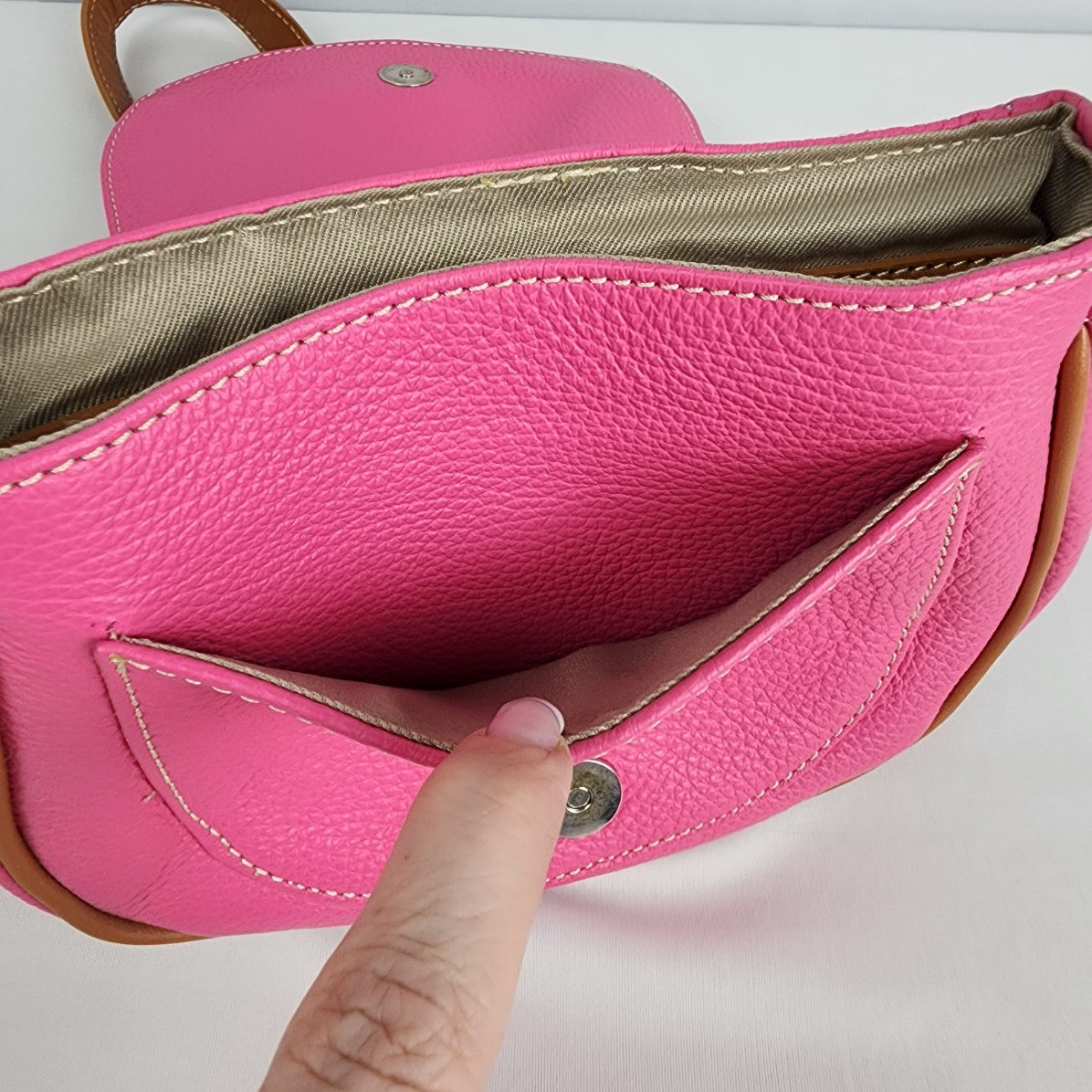 Valentina Pink & Brown Leather Crossbody Purse