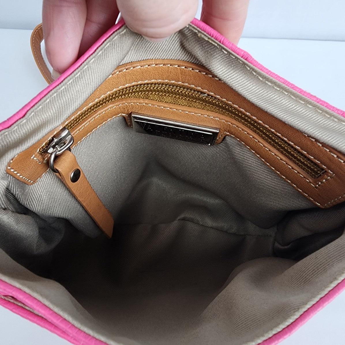 Valentina Pink & Brown Leather Crossbody Purse