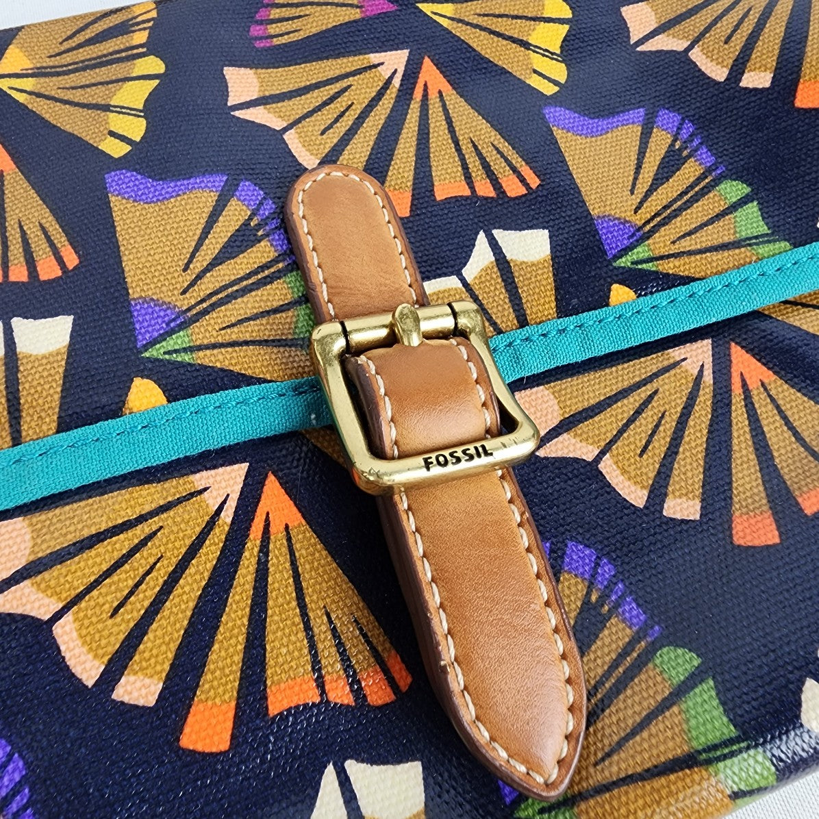 Fossil Brown Tropical Print Crossbody Purse